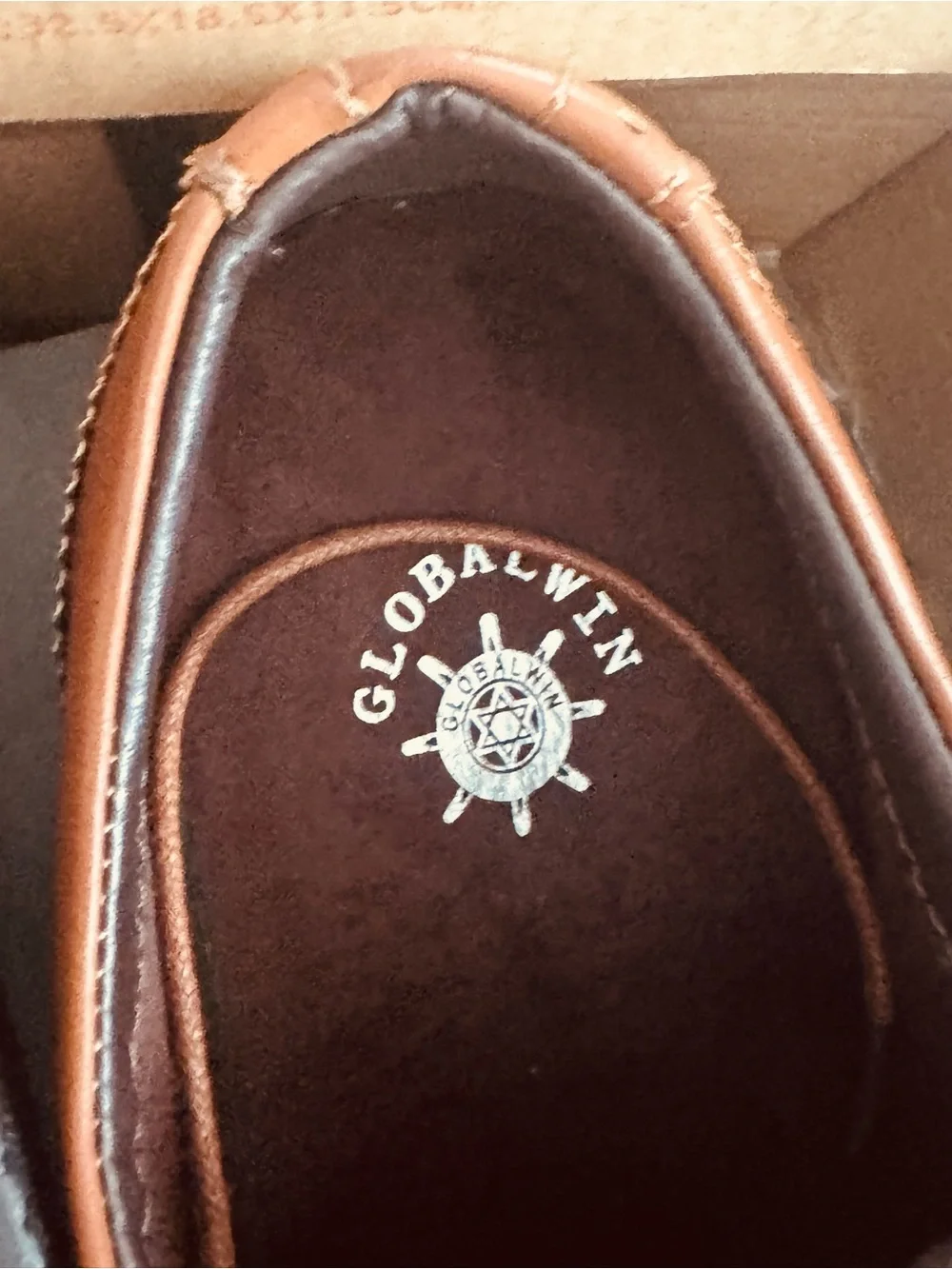 Global Win Tan Leather Brogue Derby Shoes